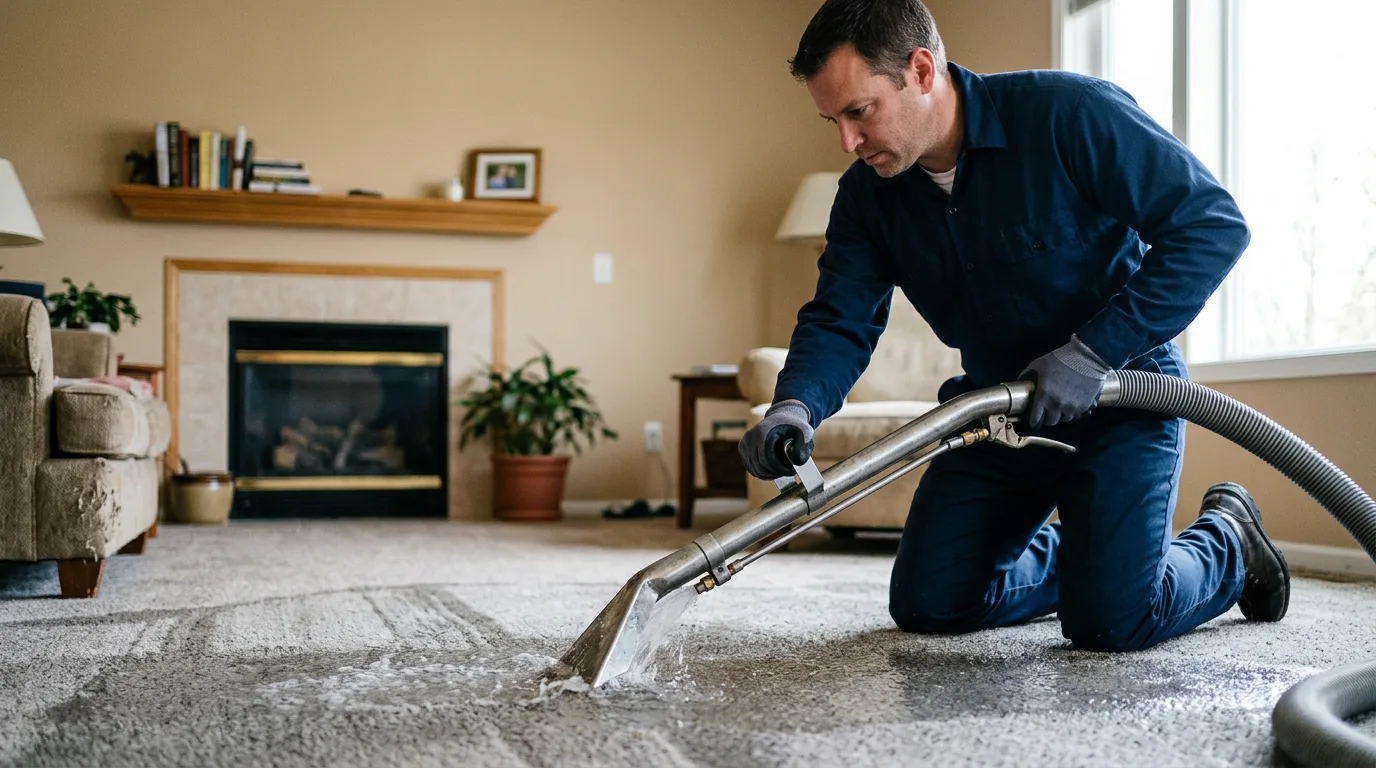 Water damage restoration technician working near Vian, OK